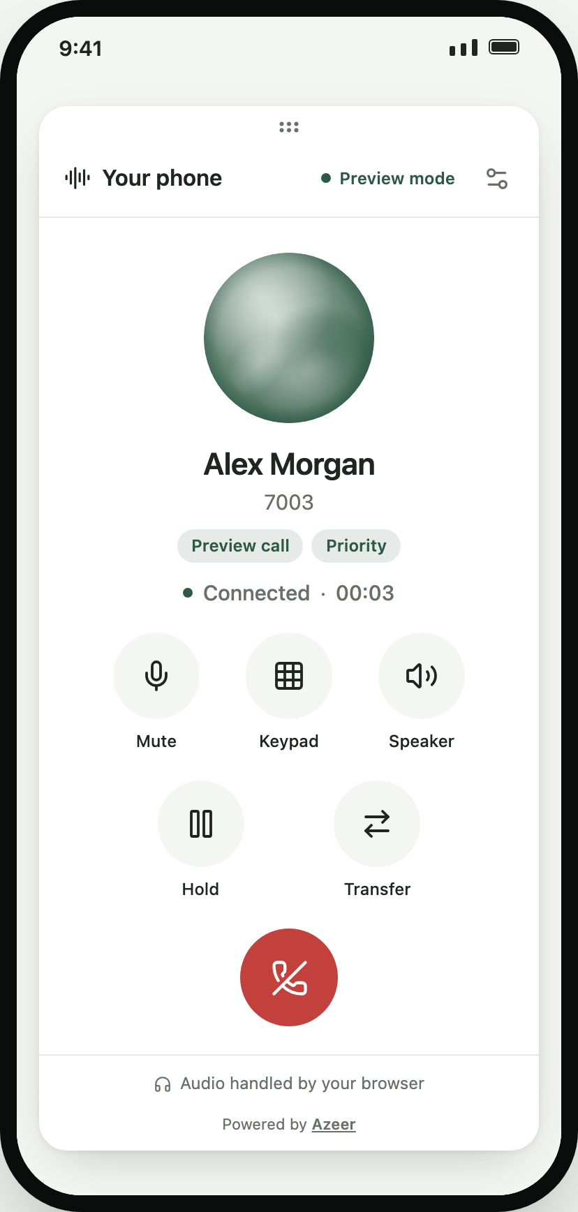 Card phone during a call