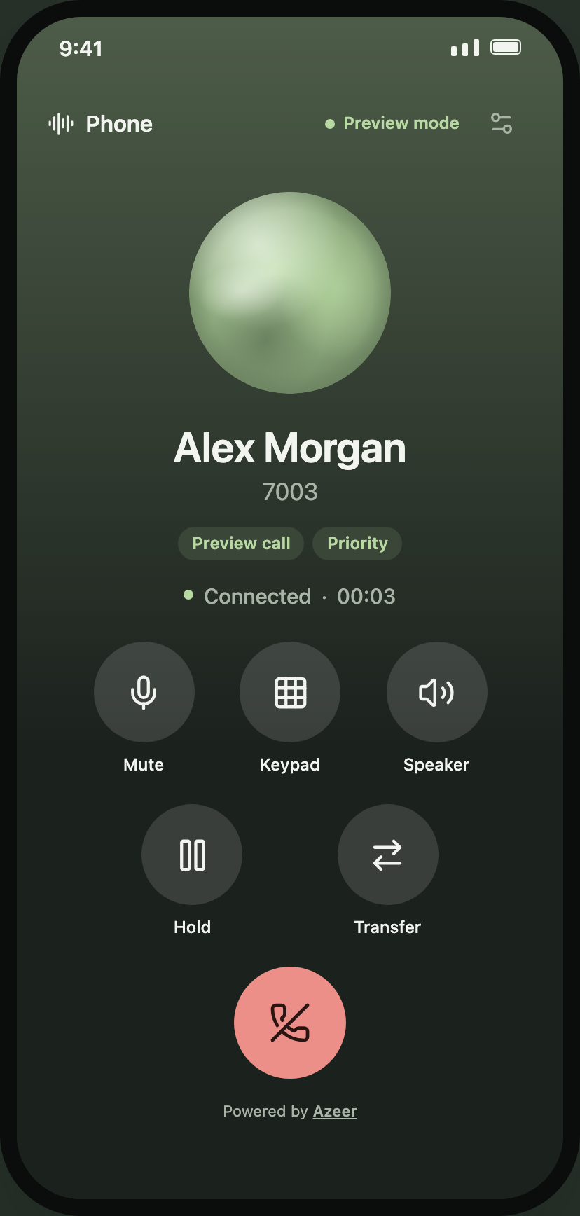 Dark full-screen call