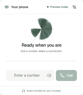 Basic widget with caller identity and a simple dial input